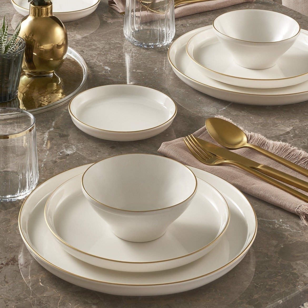 Güral Porselen Bilbao 16 Parça Bone Yemek Takımı