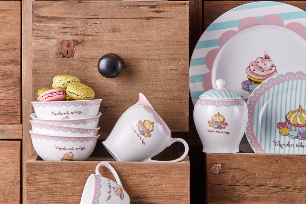 Cup Cake 44 Parça 6 Kişilik Kahvaltı Takımı