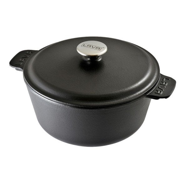 Lava Döküm Yuvarlak 26 Cm Tencere Siyah