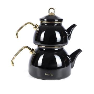 Fecra Emaye 10 Parça Siyah Çay Seti