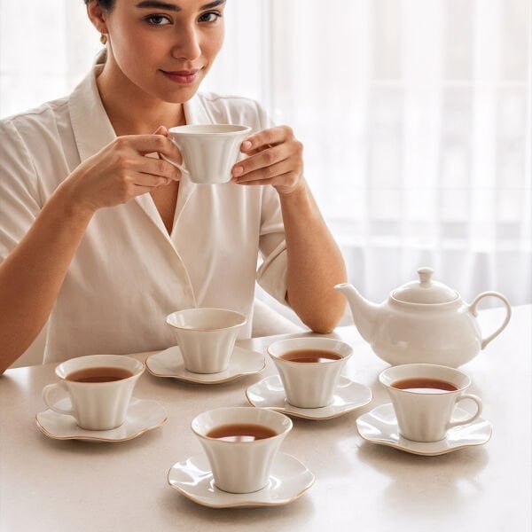 Güral Porselen Nesrin 12 Parça Çay Fincan Takımı