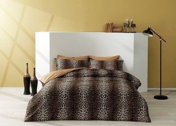 Taç Saten Delux Leopar Nevresim Takımı Çift Kişilik