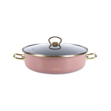 Fecra Emaye 20 Parça Rose Gold Mega Tencere Seti