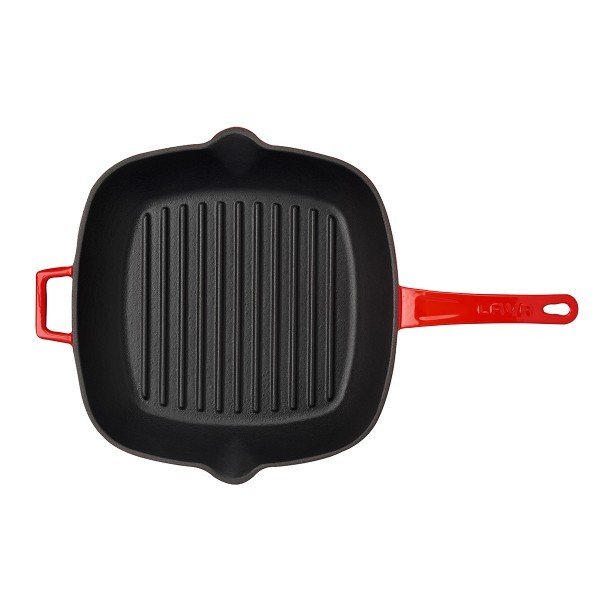 Lava Döküm 26 Cm Izgara Tava Metal Saplı Kırmızı