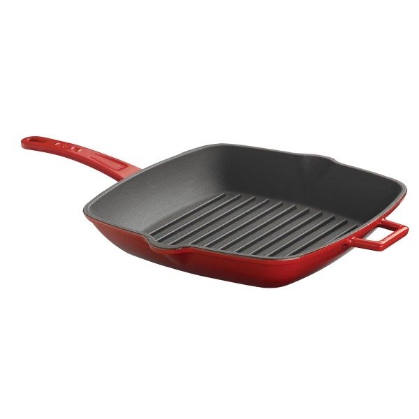 Lava Döküm 28 Cm Izgara Tava Metal Saplı  Kırmızı