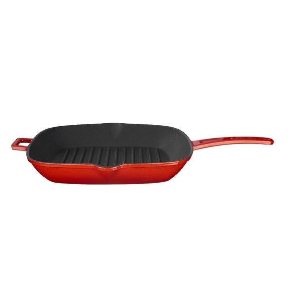 Lava Döküm 28 Cm Izgara Tava Metal Saplı  Kırmızı