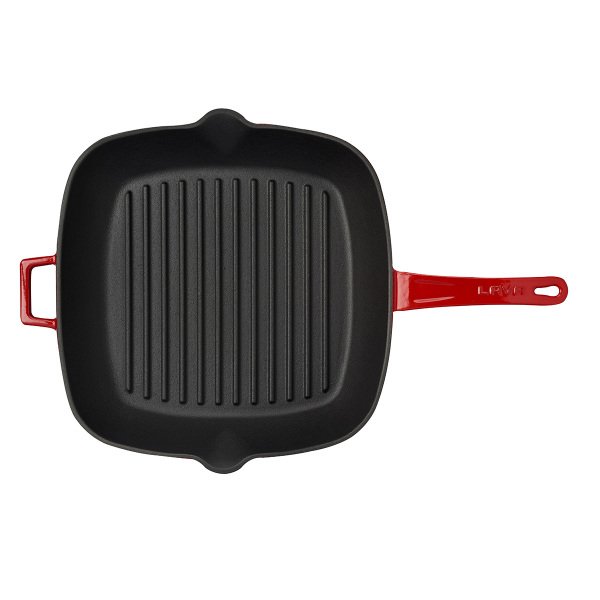 Lava Döküm 28 Cm Izgara Tava Metal Saplı  Kırmızı