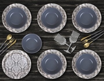 Keramika Takım Yemek Ege/Hitit 18 Parça Mat Renkli