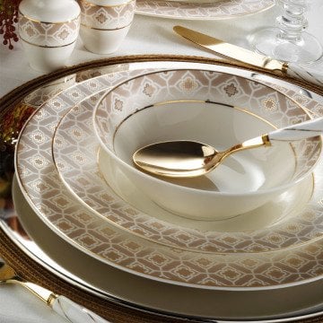 Kütahya Porselen Bone Kalipso 30 Parça 9302 Desenli Yemek Takımı