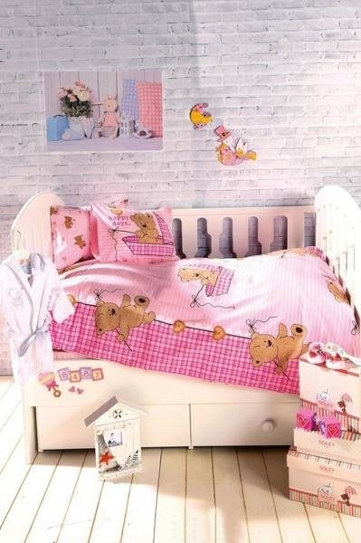 Soley Ranforce Tek Kişilik Nevresim Takımı Bebek Teddy Pembe