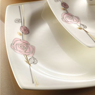 Kütahya Porselen Bone Mare 30 Parça 9836B Desenli Yemek Takımı