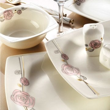 Kütahya Porselen Bone Mare 30 Parça 9836B Desenli Yemek Takımı