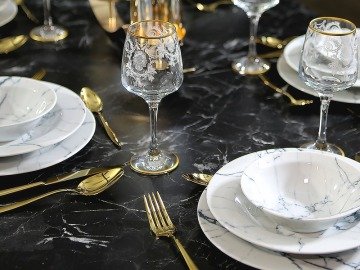 Porland Marbling 24 Parça Yemek Takımı