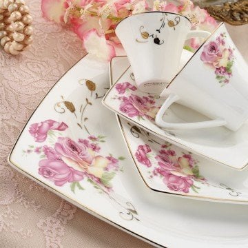 Kütahya Porselen Aliza Bone 83 Parça 65113 Desenli Yemek Takımı