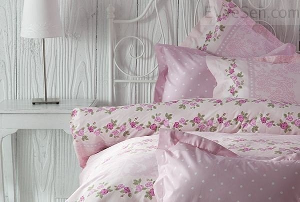 Soley Ranforce Çift Kişilik Nevresim Takımı Spring Pudra
