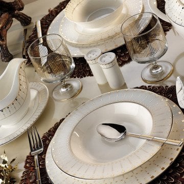 Kütahya Porselen Bone China 84 Parça 25135 Desenli Yemek Takımı