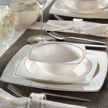 Kütahya Porselen Aliza Bone 83 Parça 70101 Desenli Yemek Takımı