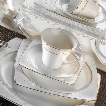 Kütahya Porselen Aliza Bone 83 Parça 70101 Desenli Yemek Takımı