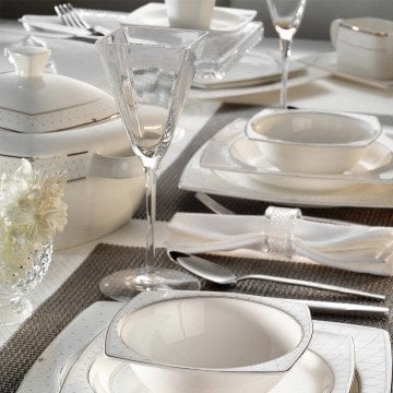 Kütahya Porselen Aliza Bone 83 Parça 70101 Desenli Yemek Takımı