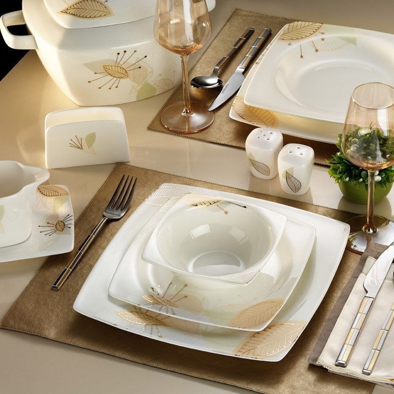 Kütahya Porselen Aliza Bone 83 Parça 65111 Desenli Yemek Takımı