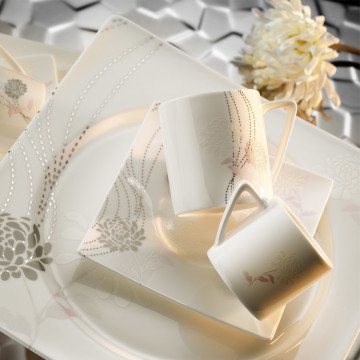 Kütahya Porselen Square Bone 84 Parça 65102 Desenli Yemek Takımı