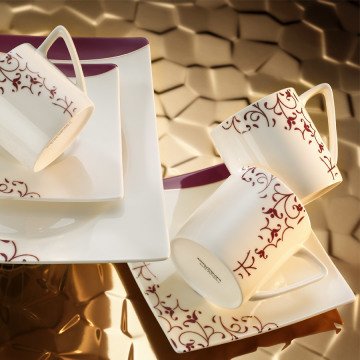 Kütahya Porselen Square Bone 84 Parça 65106 Desenli Yemek Takımı