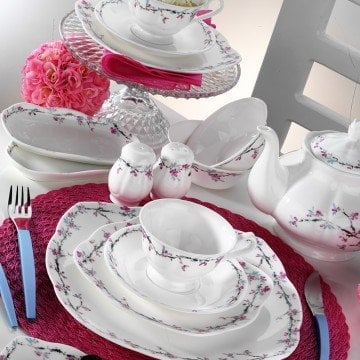 Kütahya Porselen Bone China 44 Parça 50100 Desen Kahvaltı Takımı