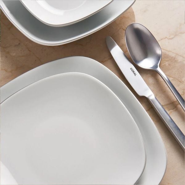 Güral Porselen Mimoza 24 Parça Yemek Takımı Gümüş