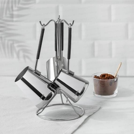 Nehir Everest Askı Standlı 4 Parça Çelik Cezve Seti