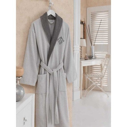 Cotton Box  Daily Nakışlı Bornoz Gri Gri M/L