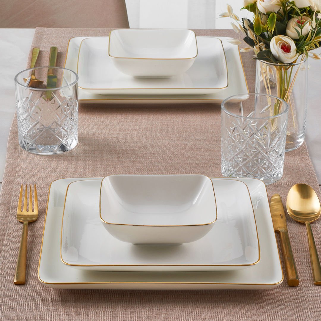 Güral Porselen Kansas 18 Parça Yemek Takımı Gold File