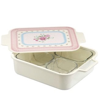 Kütahya Porselen 30X21,5 cm 4'lü Kapaklı Kahvaltılık
