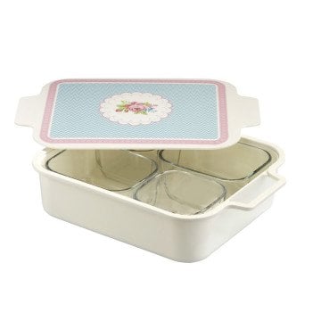 Kütahya Porselen 30X21,5 cm 4'lü Kapaklı Kahvaltılık
