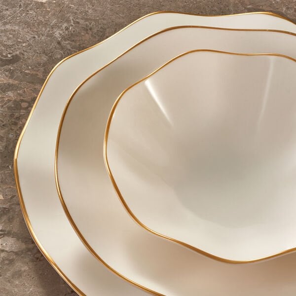 Güral Porselen Nesrin 24 Parça 6 Kişilik Bone Yemek Takımı Gold