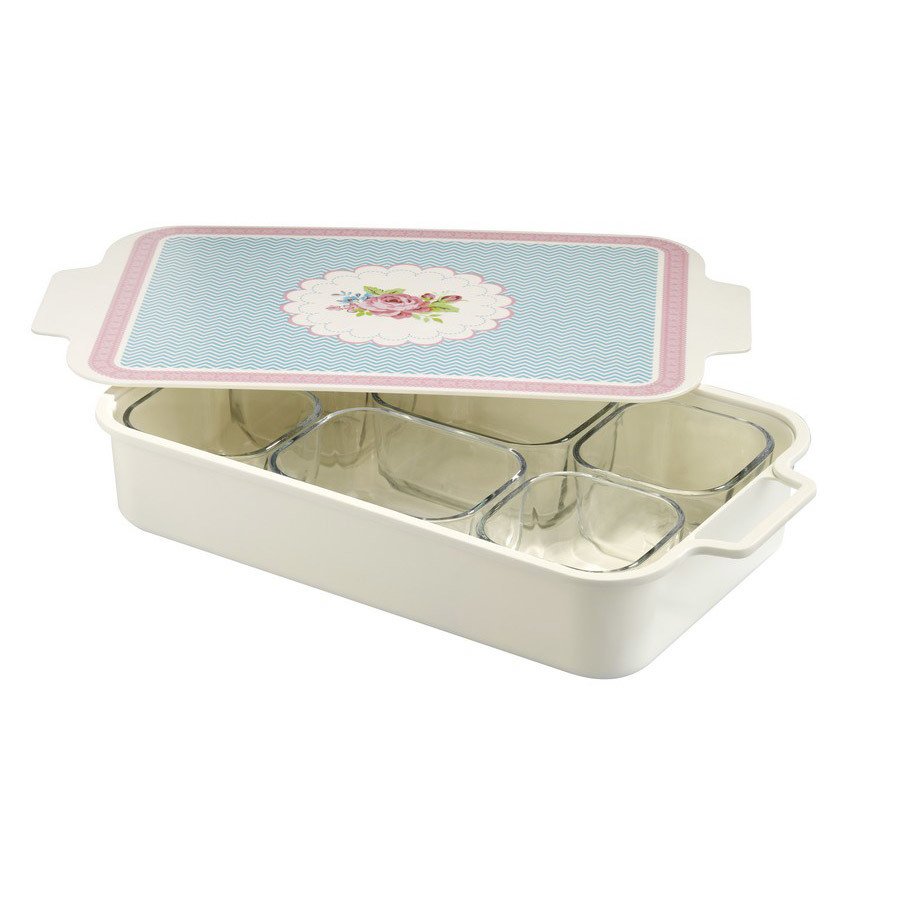 Kütahya Porselen 39X21,5 cm 6'lı Kapaklı Kahvaltılık