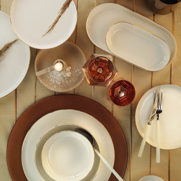 Kütahya Porselen Bone Moderna Altın Fileli 26 Parça Yemek Takımı