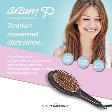 AR5036 Arzum Superstar Saç Düzleştirici Fırça Siyah