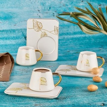 Aryıldız Prestige New Bone Siyah Gold Kahve Fincan Takımı