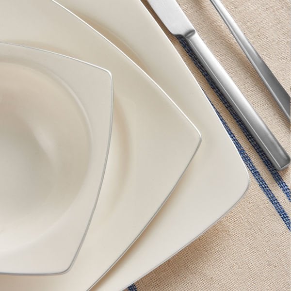 Güral Porselen Bone Caroline 62 Parça Yemek Takımı Platin Fileli