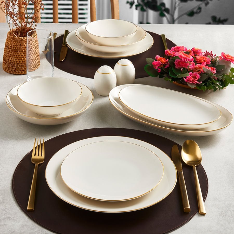 Güral Porselen Atina 60 Parça Yemek Takımı Gold Fileli