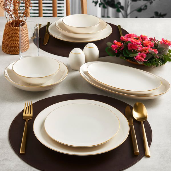 Güral Porselen Atina 60 Parça Yemek Takımı Gold Fileli