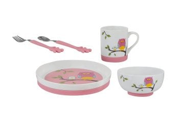 Porland Pembe Baykuş 5 Parça Mama Takımı