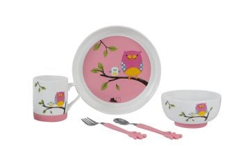 Porland Pembe Baykuş 5 Parça Mama Takımı