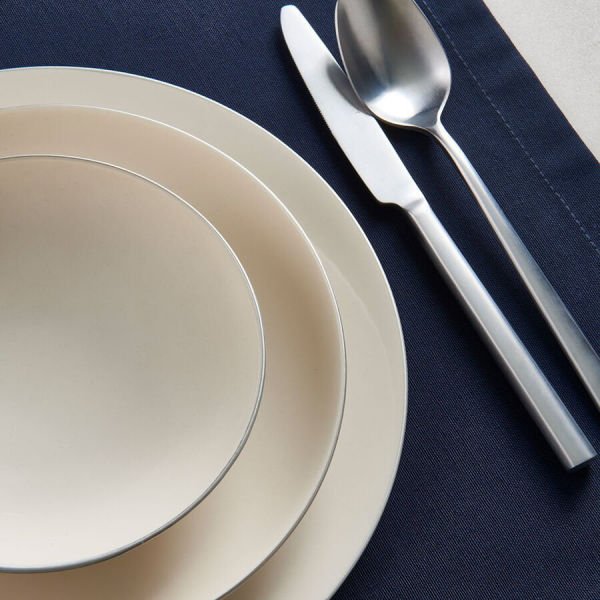 Fecra Bone Premium Aren 16 Parça Porselen Yemek Takımı Gümüş Fileli