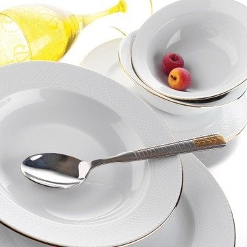 Kütahya Porselen Zümrüt 84 Parça Altın Fileli Yemek Takımı