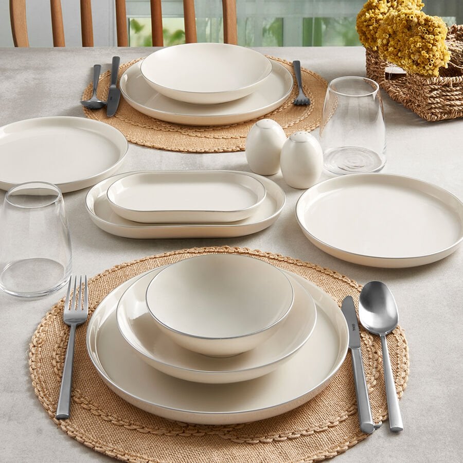 Güral Porselen Bilbao 60 Parça Yemek Takımı Platin Fileli