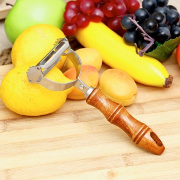 Fecra Ahşap Saplı 3 Fonksiyonlu Sebze Meyve Soyacak