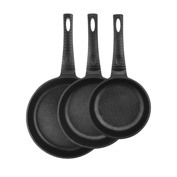 Fecra Bio Casting 3 Parça Döküm Granit Tava Seti Siyah