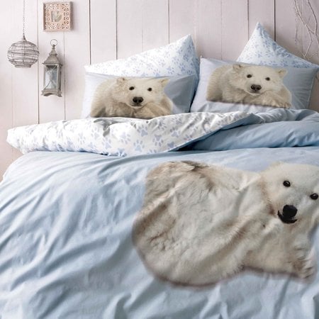 Taç Ranforce Nevresim Takımı Bear Çift Kişilik V01-Mavi
