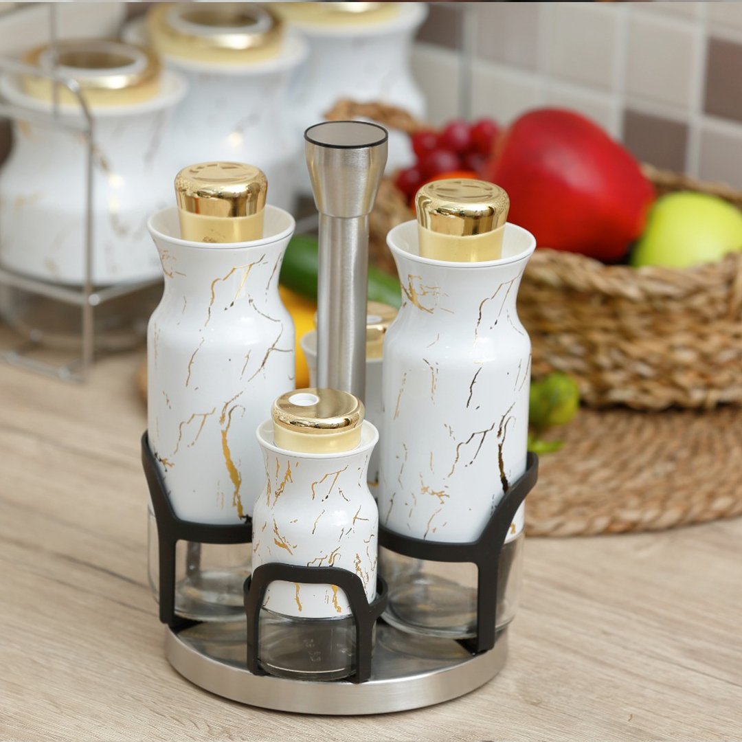 Fecra Arow Marmo Beyaz Mermer Desen Yağlık Sirkelik Set